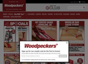 How woodpeck.com looks like on a tablet such as an iPad.