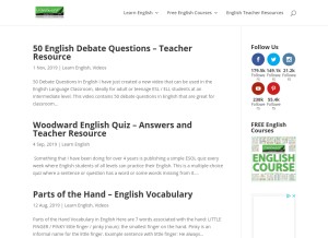 How woodwardenglish.com looks like on a tablet such as an iPad.