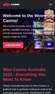How wooscasino.com looks like on a mobile device such as an iPhone.