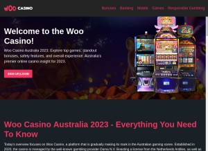 How wooscasino.com looks like on a tablet such as an iPad.