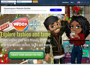 How woozworld.com looks like on a tablet such as an iPad.