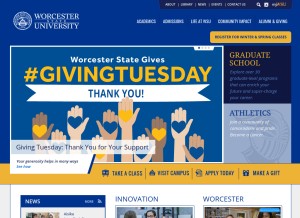 How worcester.edu looks like on a tablet such as an iPad.