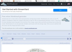 How wordclouds.com looks like on a tablet such as an iPad.