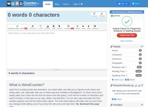 How wordcounter.net looks like on a tablet such as an iPad.