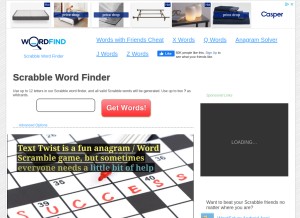 How wordfind.com looks like on a tablet such as an iPad.