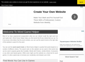 How wordgamehelper.com looks like on a tablet such as an iPad.