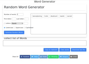 How wordgenerator.me looks like on a tablet such as an iPad.
