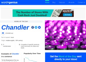 How wordgenius.com looks like on a tablet such as an iPad.