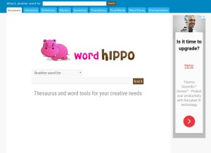 How wordhippo.com looks like on a tablet such as an iPad.