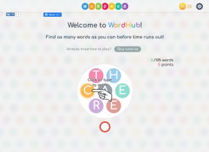 How wordhub.com looks like on a tablet such as an iPad.