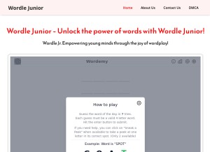 How wordlejunior.org looks like on a tablet such as an iPad.