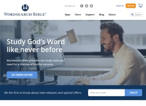 How wordsearchbible.com looks like on a tablet such as an iPad.