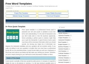 How wordstemplates.org looks like on a tablet such as an iPad.