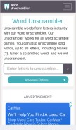 How wordunscrambler.net looks like on a mobile device such as an iPhone.