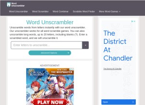 How wordunscrambler.net looks like on a tablet such as an iPad.