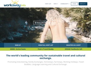 How workaway.info looks like on a tablet such as an iPad.