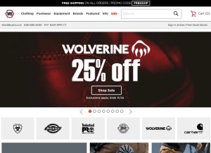 How workboots.com looks like on a tablet such as an iPad.