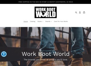 How workbootworld.com looks like on a tablet such as an iPad.