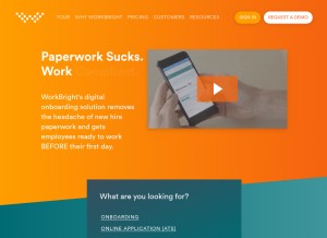 How workbright.com looks like on a tablet such as an iPad.