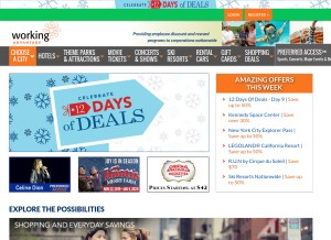 How workingadvantage.com looks like on a tablet such as an iPad.
