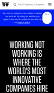 How workingnotworking.com looks like on a mobile device such as an iPhone.