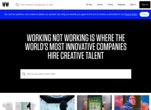 How workingnotworking.com looks like on a tablet such as an iPad.
