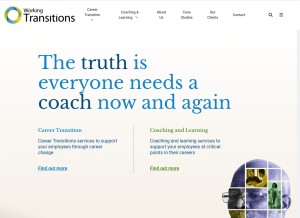 How workingtransitions.com looks like on a tablet such as an iPad.
