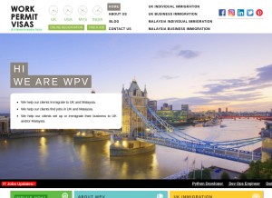 How workpermitvisas.in looks like on a tablet such as an iPad.