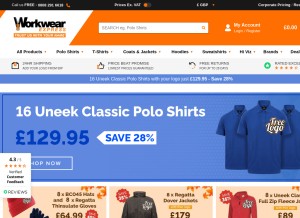 How workwearexpress.com looks like on a tablet such as an iPad.