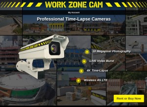 How workzonecam.com looks like on a tablet such as an iPad.