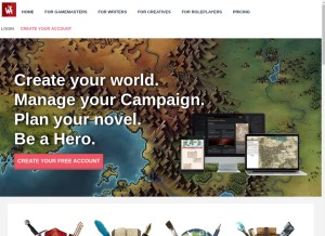 How worldanvil.com looks like on a tablet such as an iPad.