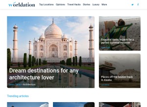 How worldation.com looks like on a tablet such as an iPad.