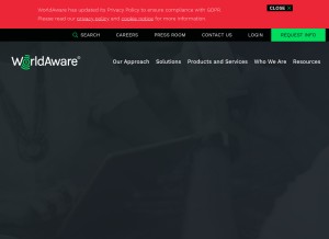 How worldaware.com looks like on a tablet such as an iPad.