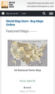 How worldmapstore.com looks like on a mobile device such as an iPhone.