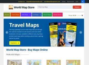 How worldmapstore.com looks like on a tablet such as an iPad.