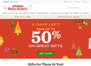How worldmarket.com looks like on a tablet such as an iPad.
