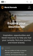 How worldnomads.com looks like on a mobile device such as an iPhone.