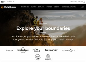 How worldnomads.com looks like on a tablet such as an iPad.