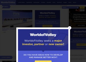 How worldofvolley.com looks like on a tablet such as an iPad.