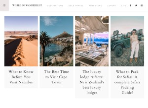 How worldofwanderlust.com looks like on a tablet such as an iPad.
