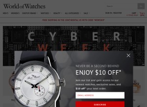 How worldofwatches.com looks like on a tablet such as an iPad.