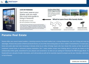 How worldpanamarealestate.com looks like on a tablet such as an iPad.