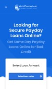 How worldpaydayloan.com looks like on a mobile device such as an iPhone.