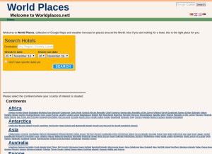 How worldplaces.net looks like on a tablet such as an iPad.