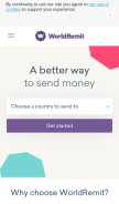 How worldremit.com looks like on a mobile device such as an iPhone.