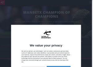 How worldsnooker.com looks like on a tablet such as an iPad.