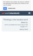 How worldstandards.eu looks like on a mobile device such as an iPhone.