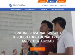 How worldstrides.com looks like on a tablet such as an iPad.