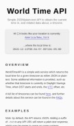 How worldtimeapi.org looks like on a mobile device such as an iPhone.