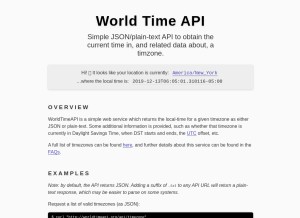 How worldtimeapi.org looks like on a tablet such as an iPad.